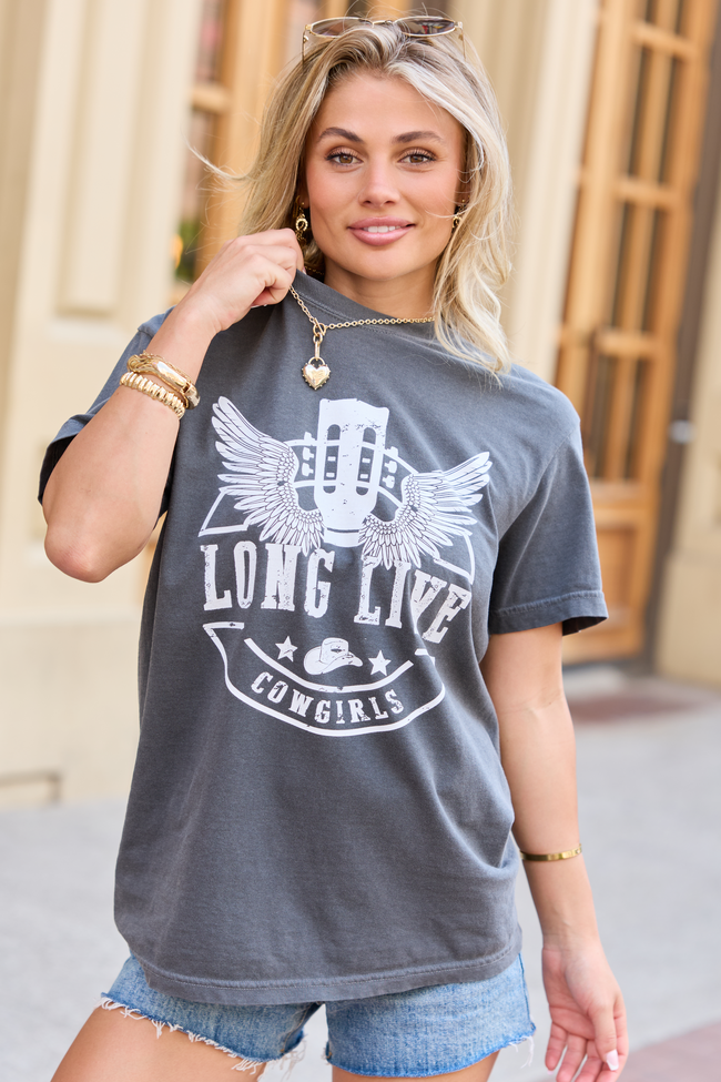 Long Live Cowgirls Dark Grey Graphic Tee