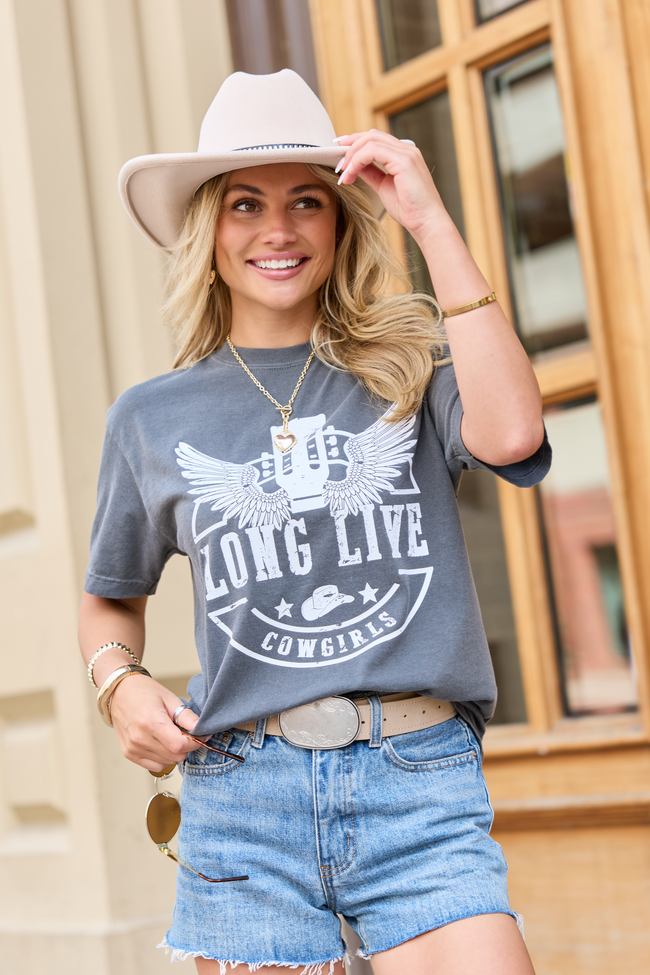 Long Live Cowgirls Dark Grey Graphic Tee