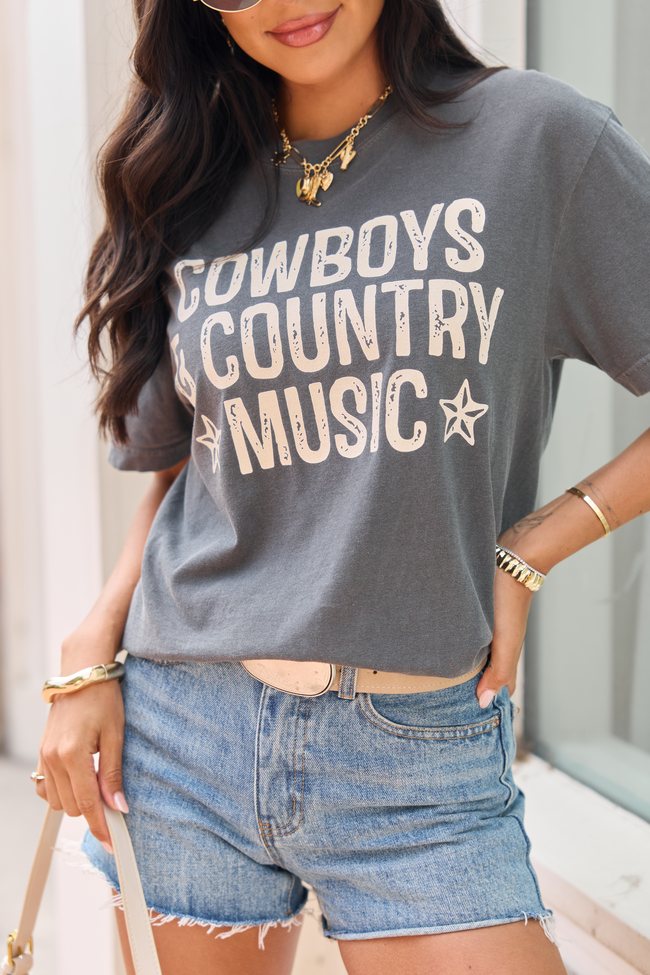 Cowboys and Country Music Dark Grey Graphic Tee