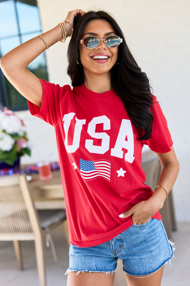 Athletic USA Flag Red Graphic Tee SALE