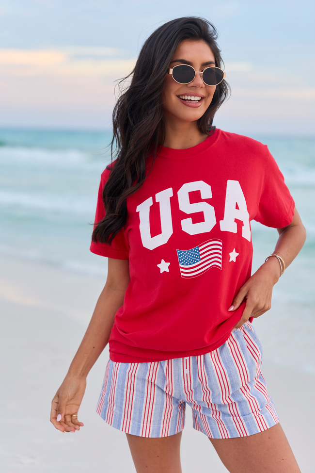 Athletic USA Flag Red Graphic Tee SALE